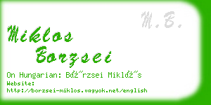 miklos borzsei business card